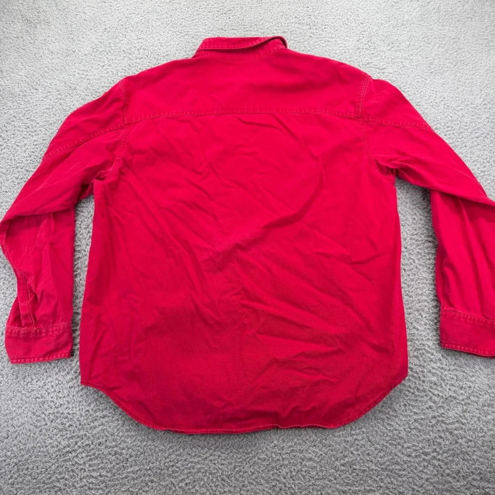 Levis Mens Red Cotton Twill Button Down Shirt Long Sleeve Workwear Large